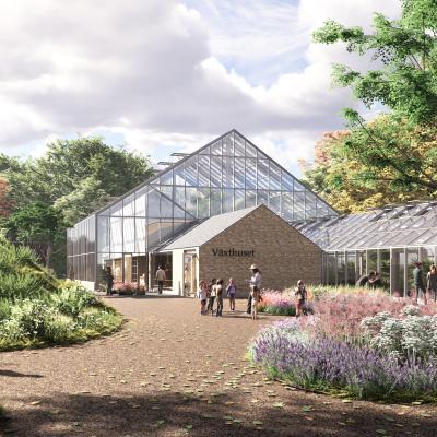 Det nya växthuset så som det kommer att se ut när renoveringen är klar hösten 2026.