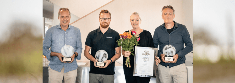 Fr v: Dag Klockby, VD Gärsnäs, Mattias Laakso Nilsson, VD Glasmästarna i Skåne, Ia Hjärre och Andy Nettleton, Dive Architects.