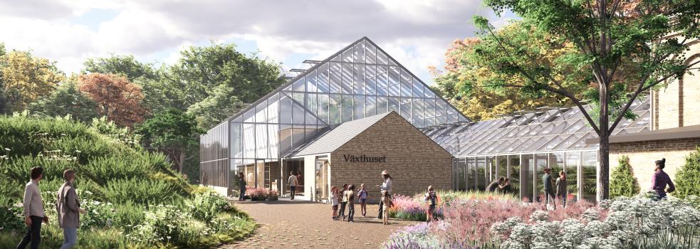 Det nya växthuset så som det kommer att se ut när renoveringen är klar hösten 2026.