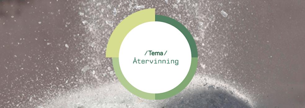 krossat glas, med tekten tema/återvinning