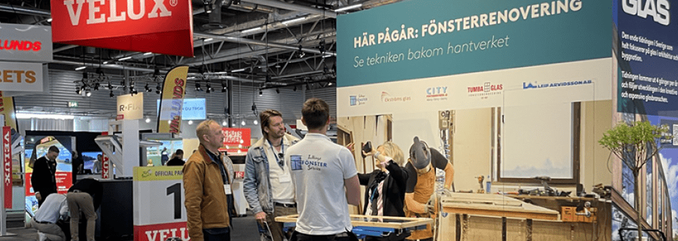 Fönsterrenovering i Glasbranschföreningens monter under Nordbygg